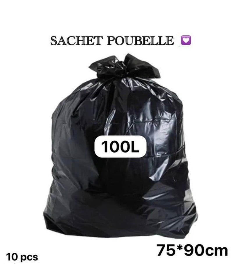 Lot de 10 sacs nylon noirs 75 x 90 cm