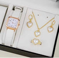Ensemble Montre avec chaine et boucles d'oreilles et Bague - plaque or