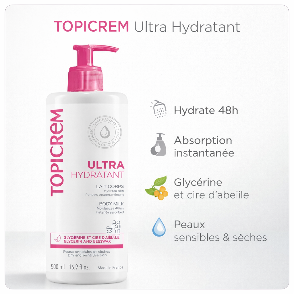 Topicrem lait ultra hydratant - 500ml -blanc