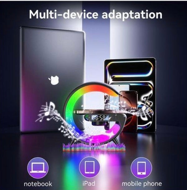 Téléphone mobile sans fil avec charge rapide, lampe de bureau de type Grand G, haut-parleur Bluetooth pour téléphones mobiles avec charge