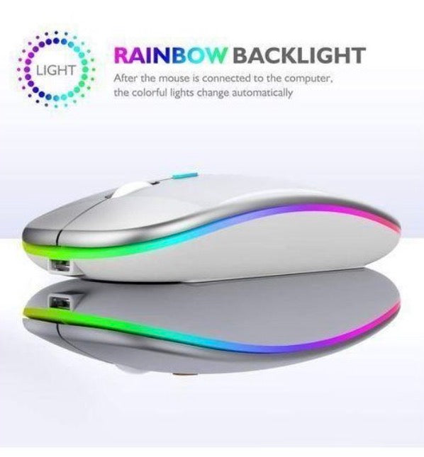 Souris sans fil ultra-mince 2.4G Bluetooth double mode rechargeable argent