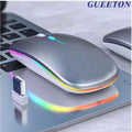 Souris sans fil ultra-mince 2.4G Bluetooth double mode rechargeable argent