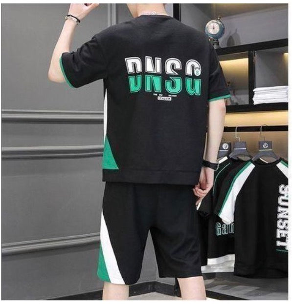 Gukbis Ensemble 2 pièces : T-shirt à manches courtes pour homme + Short - Noir