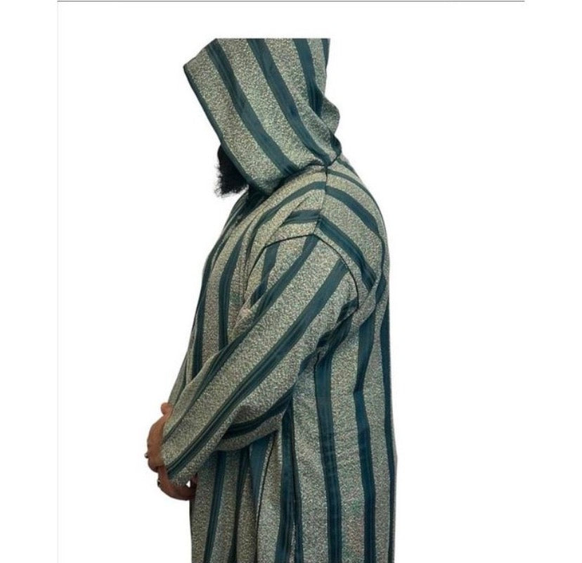 Jallabe vert doré- Manches longues - jalaba avec capuchon Homme