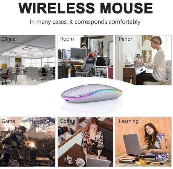 Souris sans fil ultra-mince 2.4G Bluetooth double mode rechargeable argent