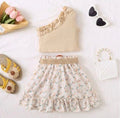 Catpapa Petite fille 2pcs 1-6 ans hors épaule top avec jupe florale