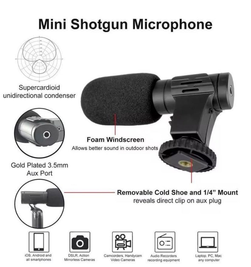 Kit Vlogging Professionnel pour Smartphone - Trépied +
Microphone + Lampe LED