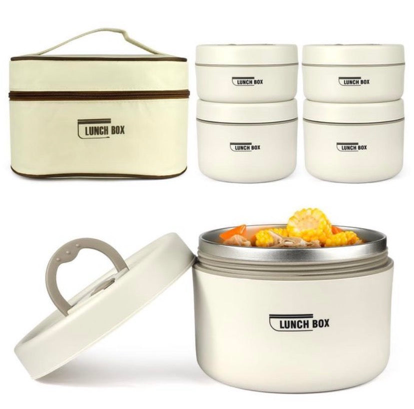 Lunch Box Chauffante lot de 4 boîtes isothermes portables avec sac thermique, empilables, en acier inoxydable, étanches pour adultes, adolescents, enfants